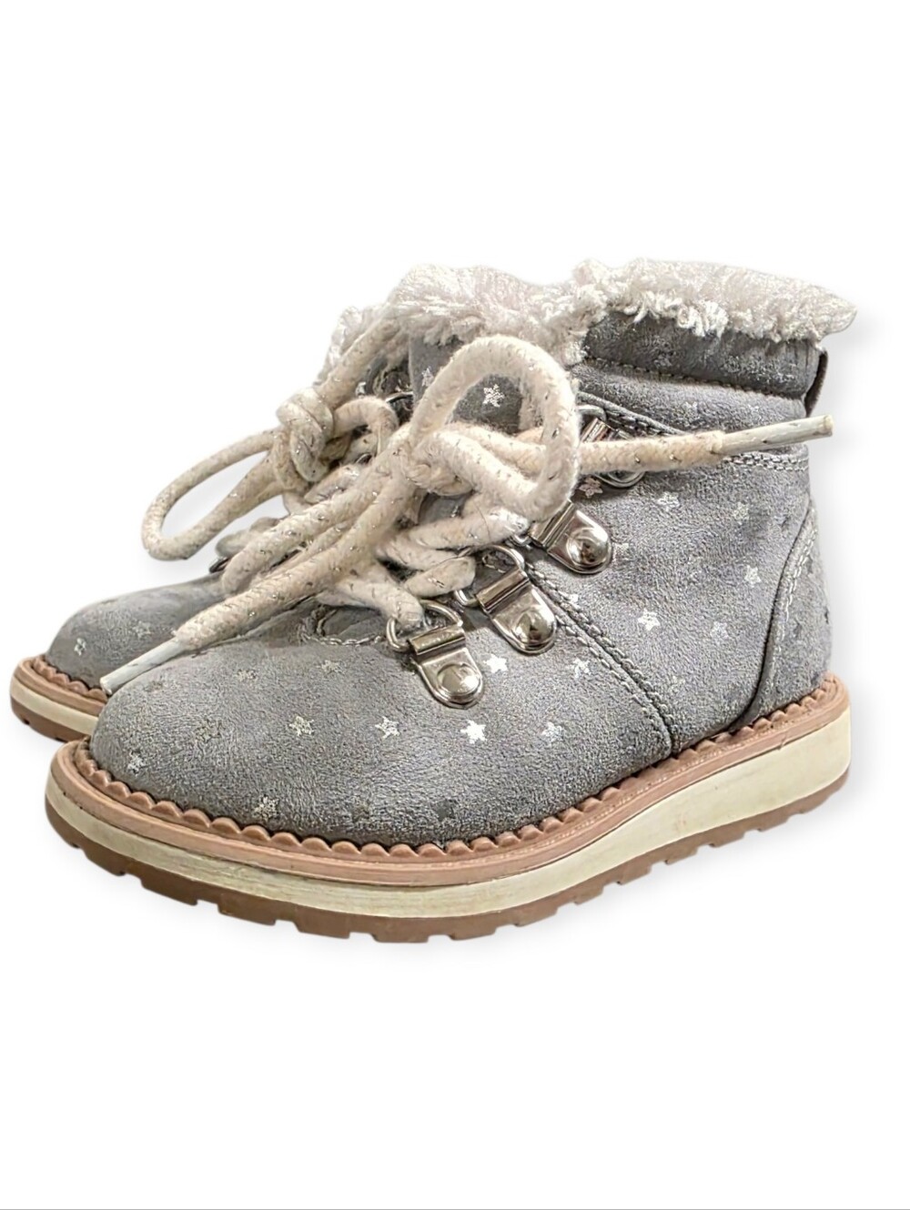 Cat & Jack Toddler Girl Reed Gray Silver Star Winter Boots Size 6